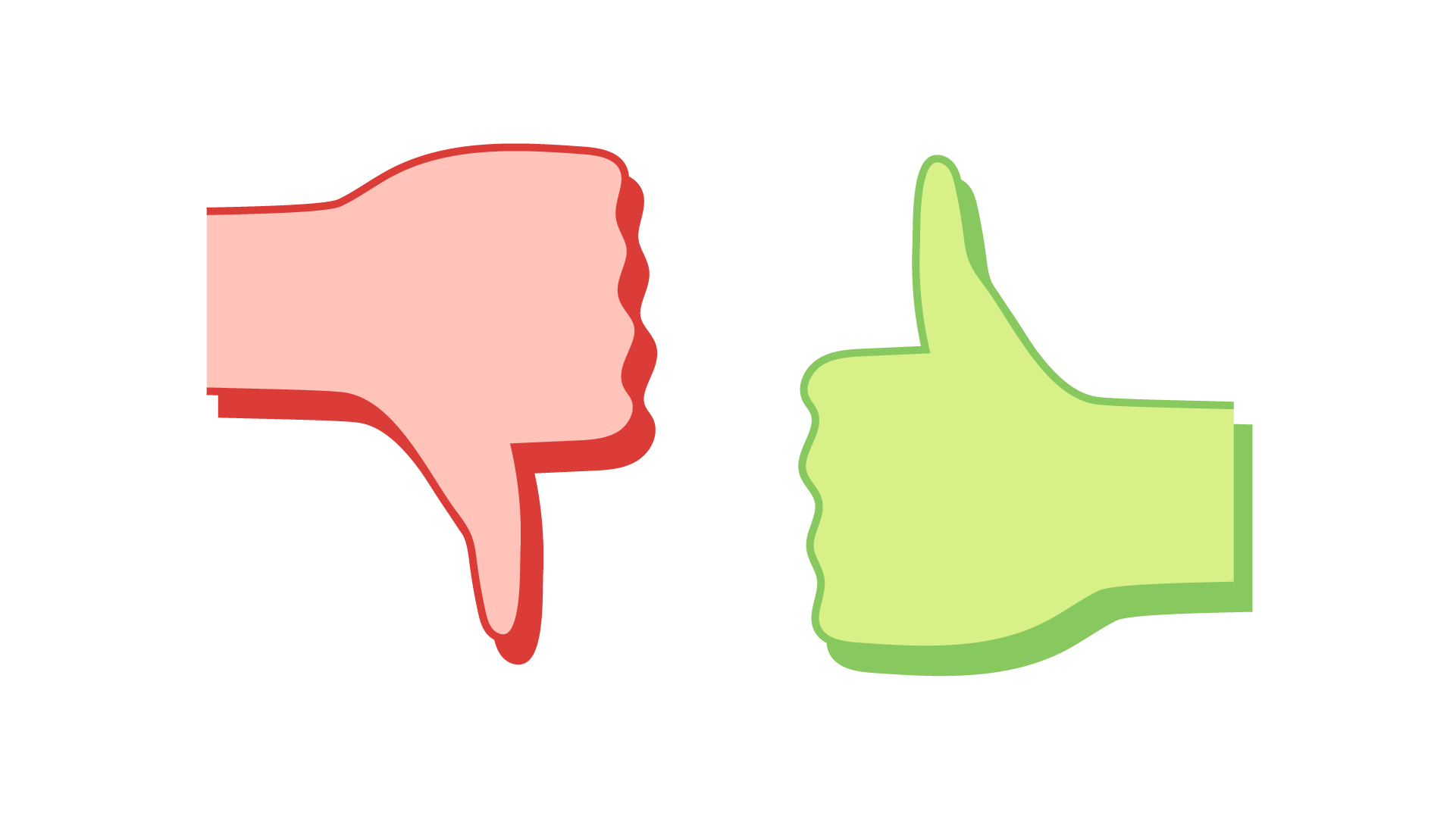 Does God have favourites?: An illustration of a red thumbs down and a green thumbs up.